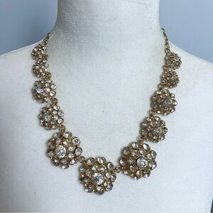 Leslie Danzis Rhinestone Studded Jeweled Tapered Medallion Bib Elegant Necklace